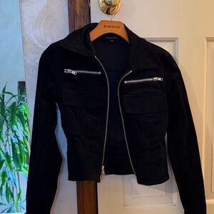 Bebe Black Utility Jacket with Silver Accents